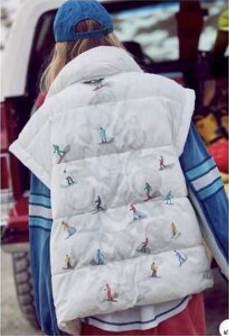 FP Movement A Bubble Printed Puffer Vest in Ski Combo Size M